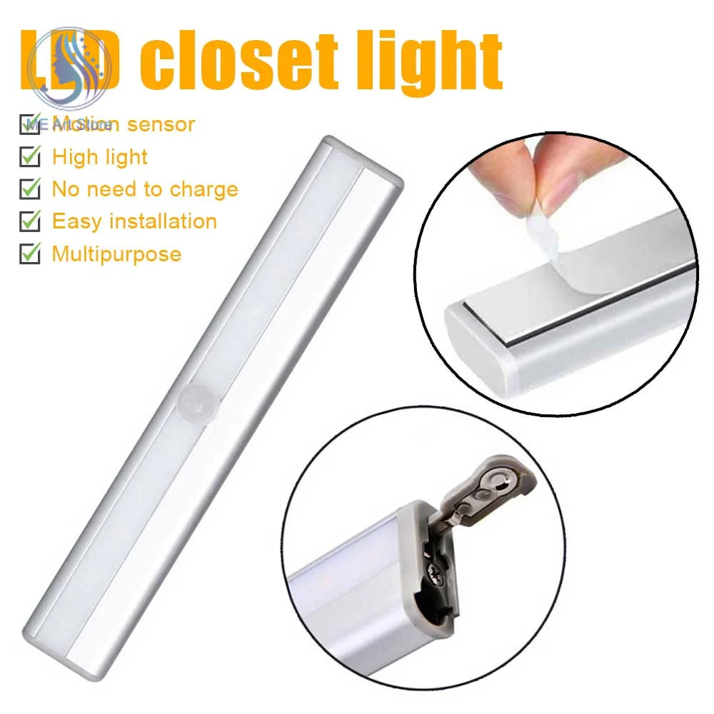 

6 LED 10 LED Night Light Motion Sensor Light Cupboard Wardrobe Bed Lamp LED Under Cabinet Night Lamp For Closet Stairs Kitchen