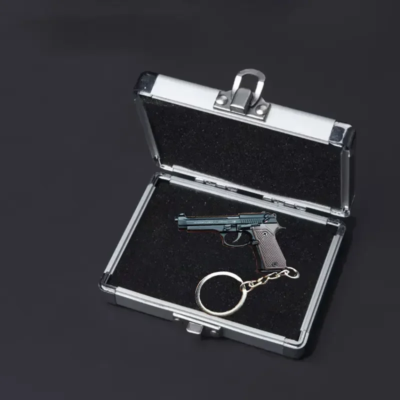 Alloy 1:4 92F Pistol Portable Toy Gun Model Detachable Keychain Fidget Toy for Boy Collection Adults Christmas Xmas Gift