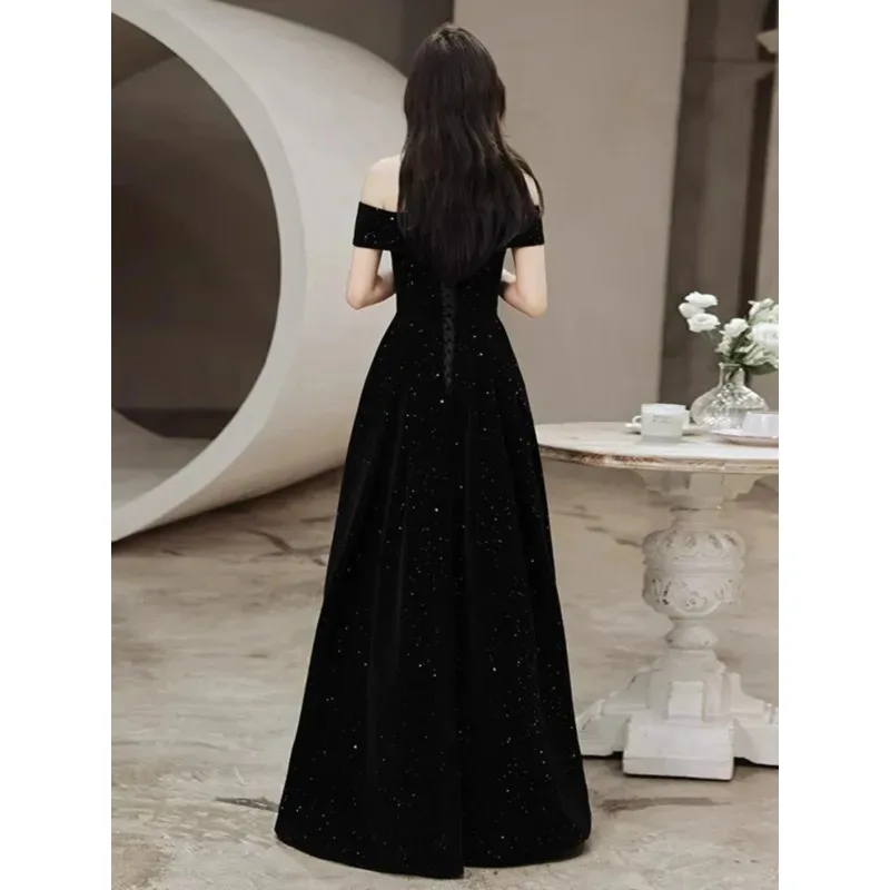 Novo vestido de noite anfitrião padrão estrelado coreano sle cintura média uma saia linha