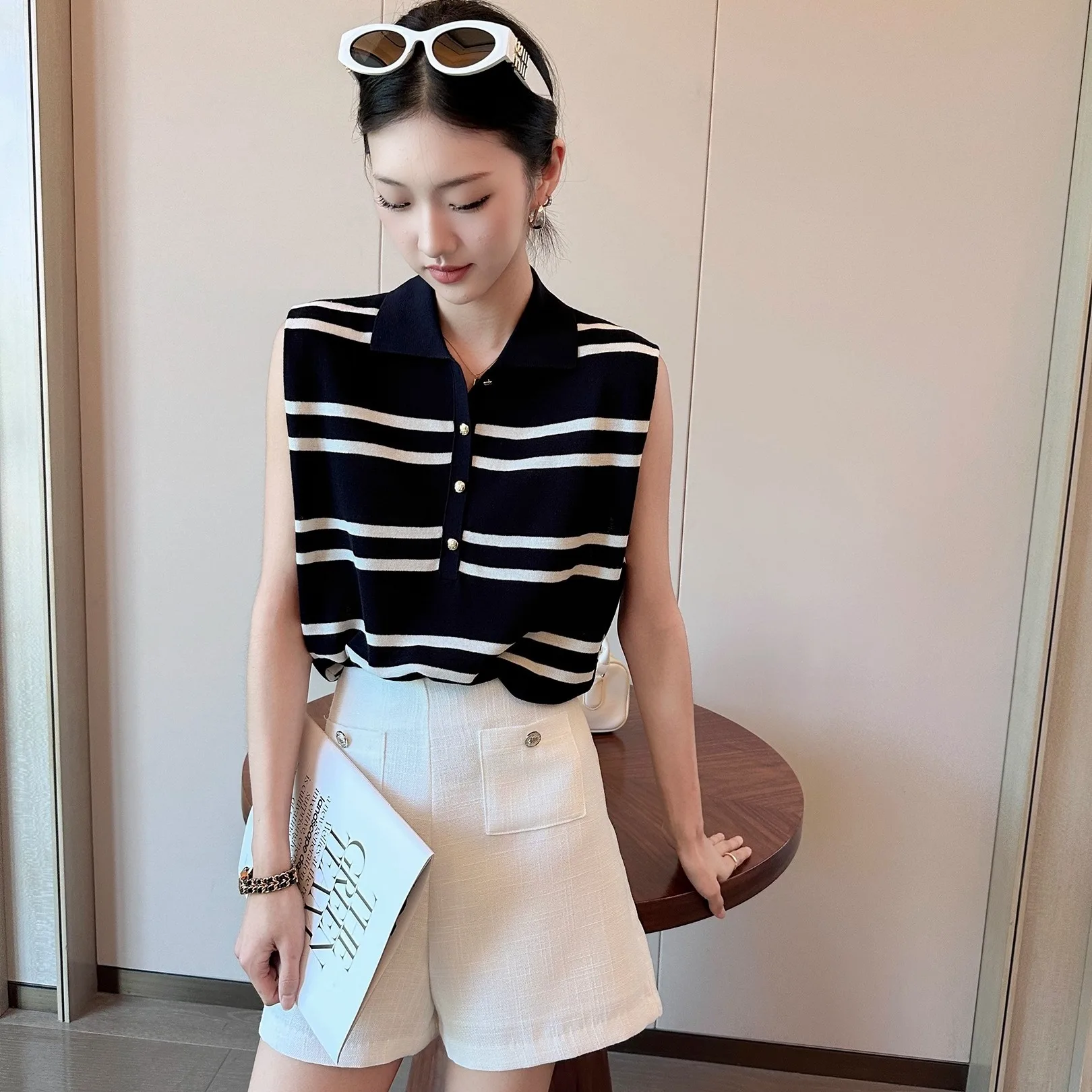 Gilet classico a righe Sciolto lavorato a maglia Svel Sottile estivo f Colletto aperto Top da donna Faion Capispalla Casual Pendolarismo Sle