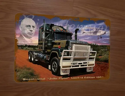 John Flynn Bicentennial Semi Truck Rig Artwork  Metal Wall Sign