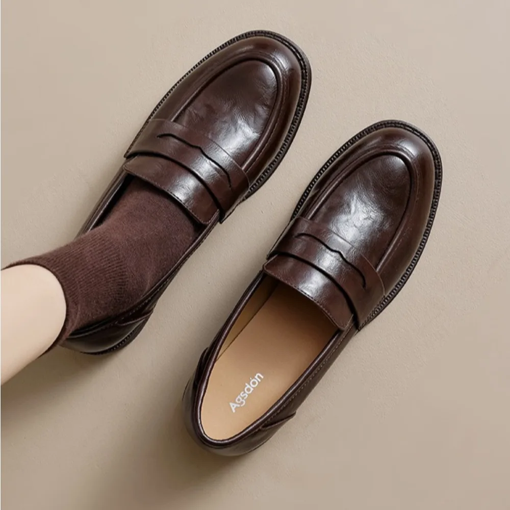 

Loafers Women's Autumn and Winter Retro One-pedal Pumps Women's New British Style Small Leather Shoes Velvet Cotton Shoes Women