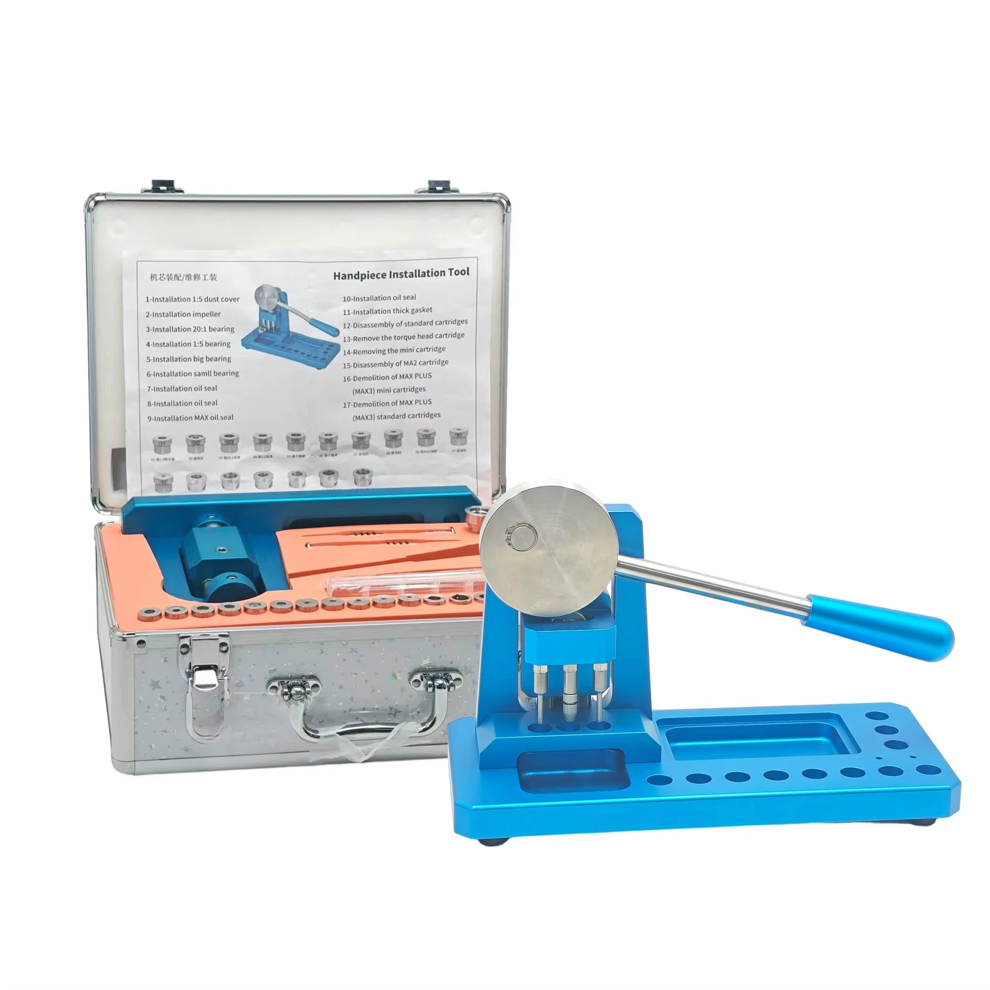 

Denal Handpiece Bearing Repair Tool Cartridge Installation Handpiece Maintenance Multi-Purpose Repair Tool Kit Metal