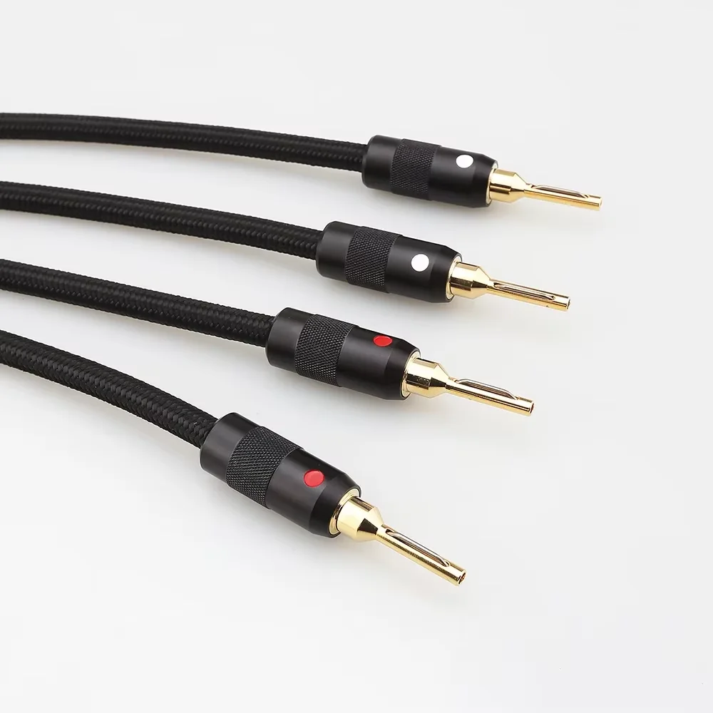 4PCS HiFi SP01 Silver Plated Jumper Audio Cord Banana to Banana Y Spade plug Speaker Bridge Cable Ampliter CD Connect cable