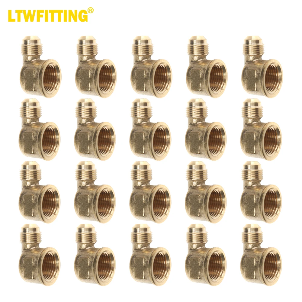 

LTWFITTING Brass 3/8" OD x 1/2" Female NPT 45 Deg Flare 90 Degree Flare Elbow Tube Fitting(Pack of 20)