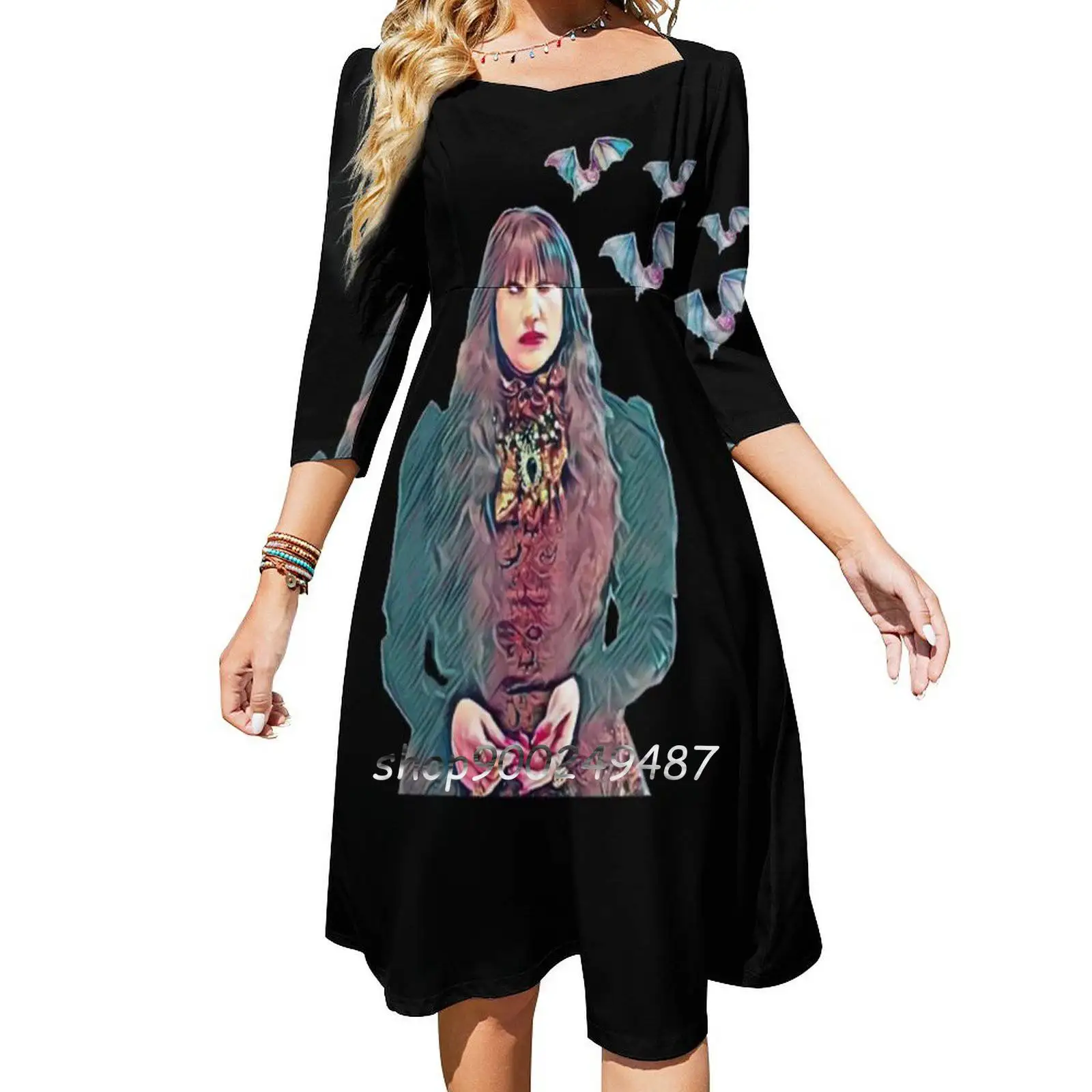 Vampire Nadja – robe de soirée à manches longues, T-Shirt, Sexy, Vintage, élégante, pour femmes, 2022