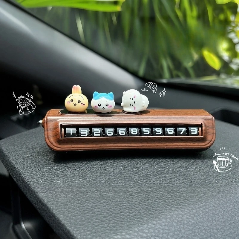 Anime Chiikawa Parking Number Plate Roller Digital Flippable Number Strong Adhesive Built-in Emergency Window Breaker Creative