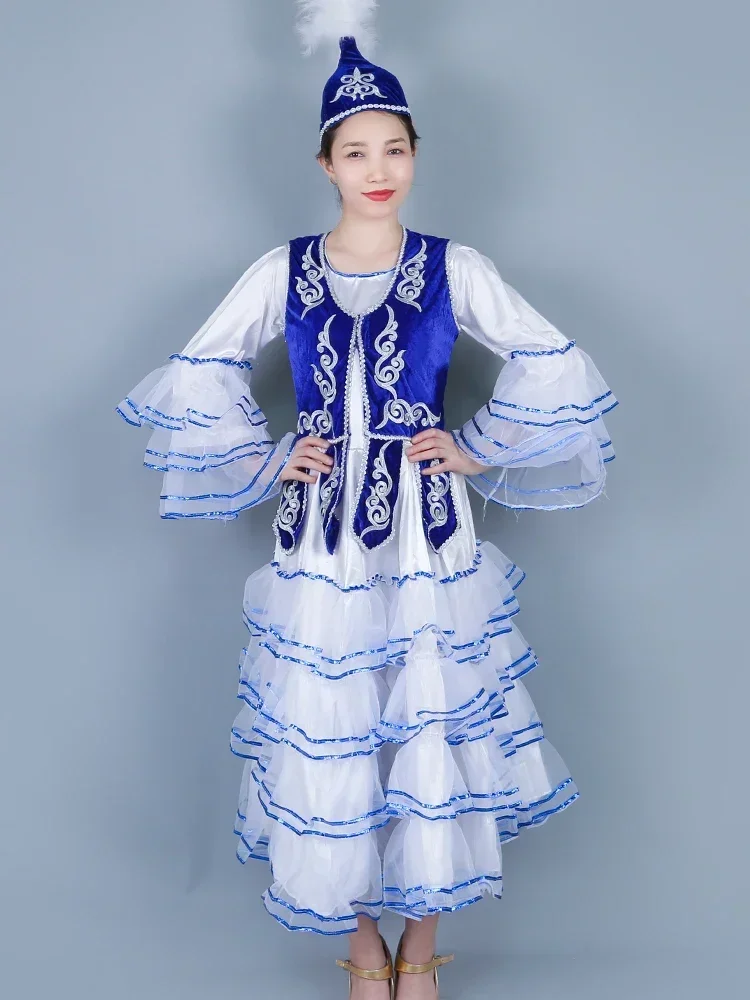 

2025 Xinjiang Kazakh women's summer two-piece dance performance costume ethnic wind red dance