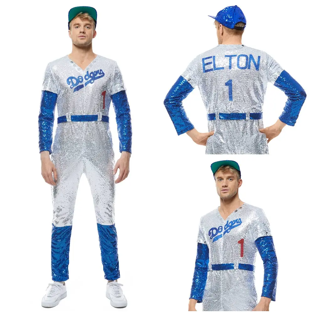 

Elton John Cosplay Costume Dodgers Baseball Uniform For Men Women Carnival Costumes Halloween