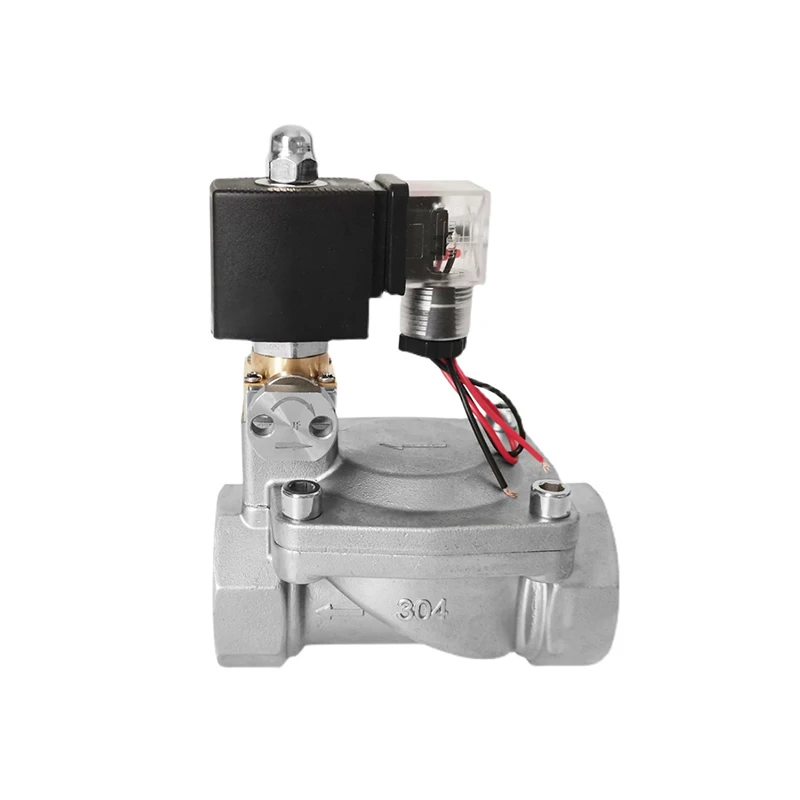 DN15-50 High Pressure Solenoid Valve Stainless Steel With Manual Emergency Switch AC220V DC24V For Water Oil Air