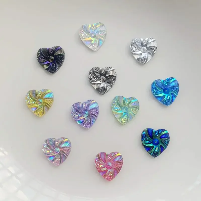 50PCS 10MM  Flat back resin heart nails art decoration DIY craft jewelry making scrapbook handmade accessories making supplies