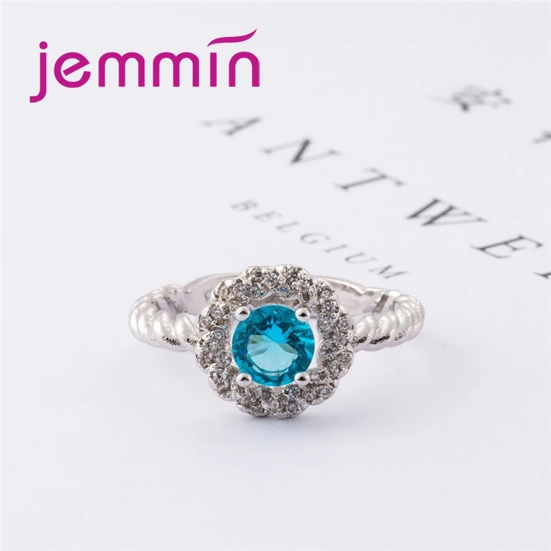 Generous New Round Cut Big Blue & White CZ 925 Sterling Silver Ring Gorgeous Perfect Elaborate Lovers' Jewelry Wholesale