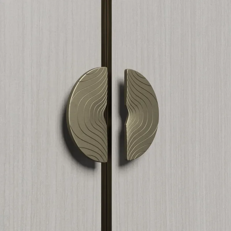 High-end hotel solid wood door handle banquet hall club sliding door handle light luxury engraving design minimalist style