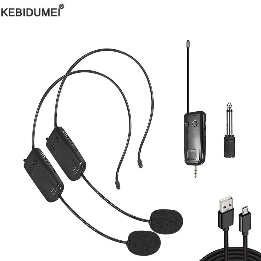 2.4G Head-mounted Wireless Lavalier Microphone Set Transmitter with Receiver for Amplifier Voice Speaker Teaching Tour Guide