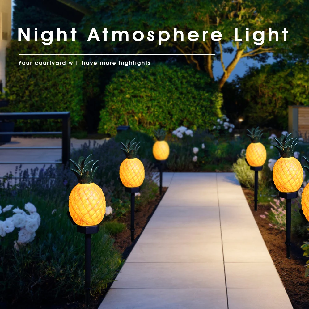 LED Solar Lawn Lamp Multi Craft Solar Powered Outdoor Decoration Garden Light Pineapples Waterproof Christmas Ground Stake Light