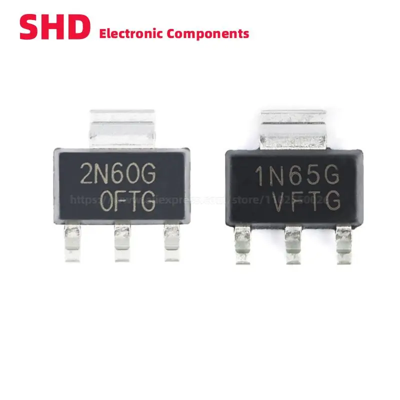 10PCS 1N60 2N60 1N65 SOT-223 1N60G 2N60G 1N65G 1A 2A 600V 650V N-channel MOS Field Effect Tube SMD Transistor