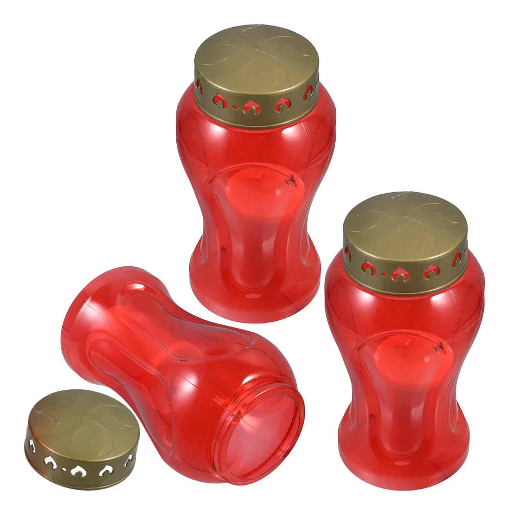 3 Pezzi Candele Elettroniche LED Senza Fiamma per Cimitero, Decorazione per Cortile, Culto in Chiesa, Tributo Commemorativo