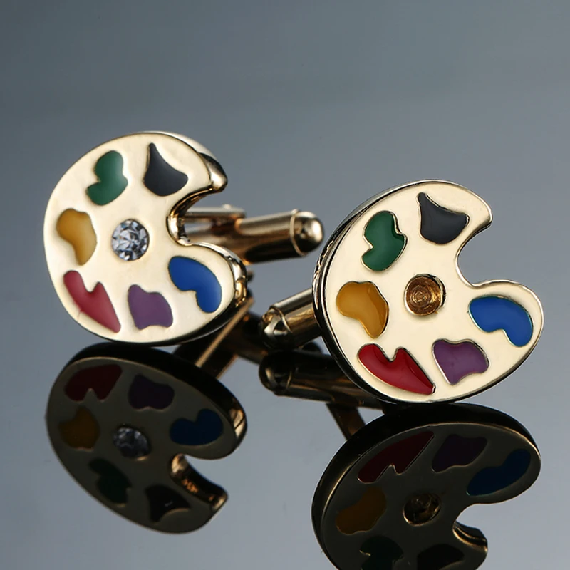 Men's French shirt cufflinks copper material painting color palette cufflinks fashion clothing accessories wholesale