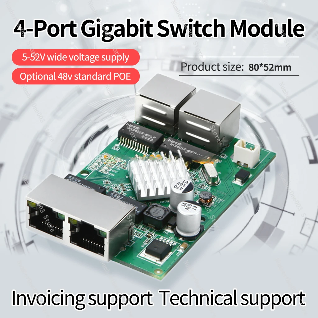 Industrial 4-port Full Gigabit Switch Module Standard 48V Poe Power Supply Small Low-power Motherboard