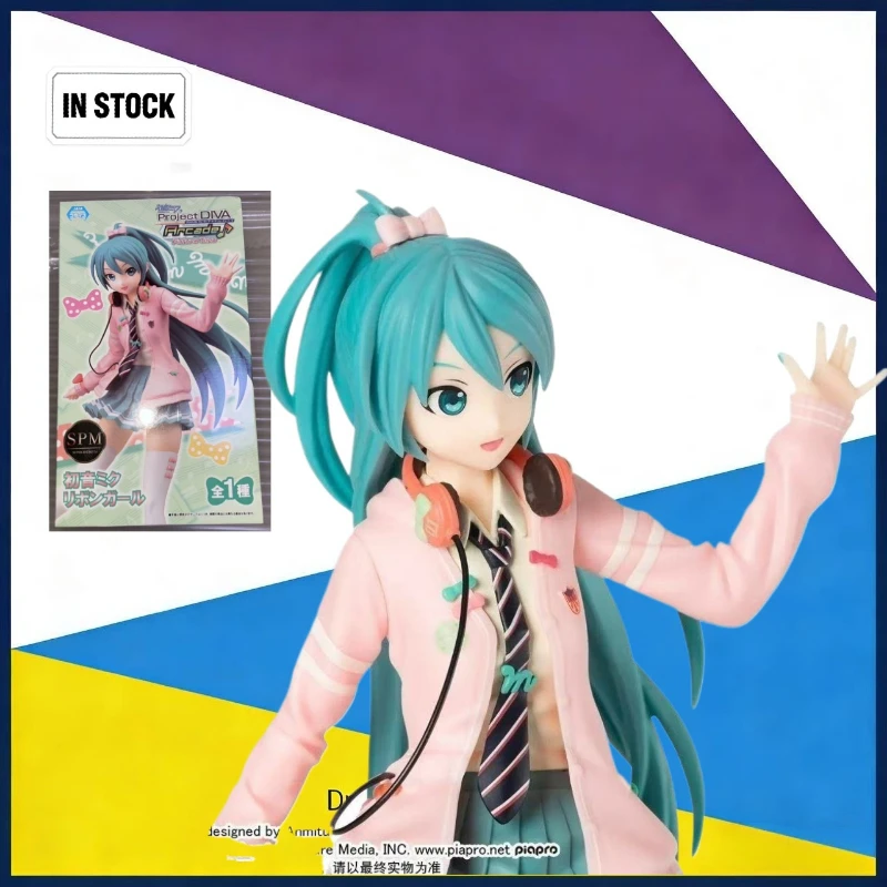 sega-spm-ミク-初音プロジェクト-diva-アーケードフューチャートーンリボンガール-pvc-23-センチメートルアニメアクションフィギュア模型玩具在庫あり