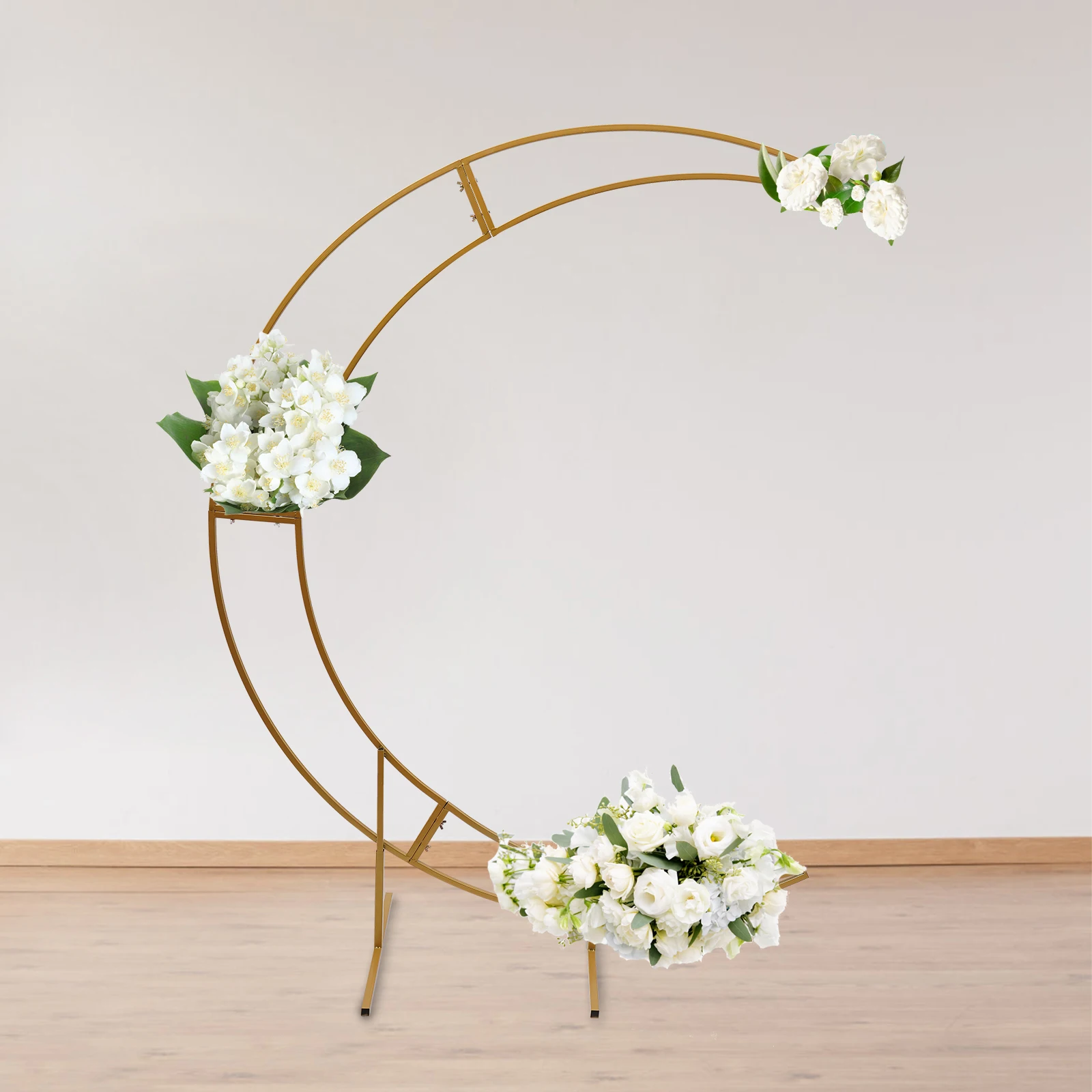 

Metal Crescent Moon Wedding Arch Stand 7 FT. Curved Flower Balloon Frame Party Background Decoration