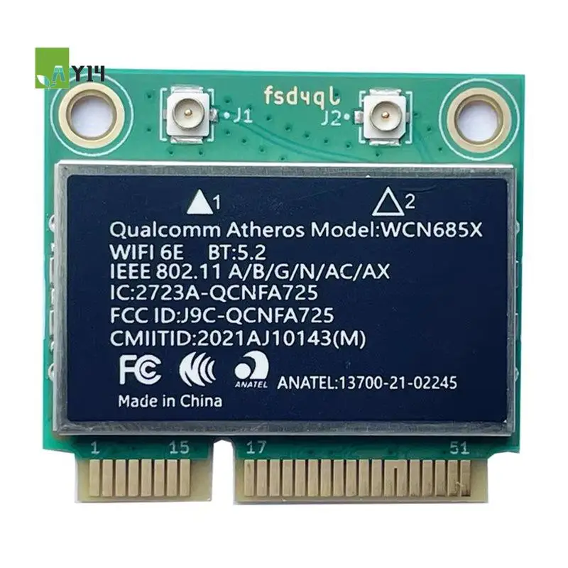 

AY14 -For Qualcomm WCN685X QCNFA725 NFA725 WIFI6E BT5.2 Mini PCI-E WIFI Card 2400Mbps WIFI Module For Laptop For Win10/Win11