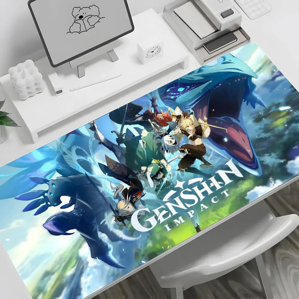 

Игровой коврик для мыши Genshin, большой коврик для мыши, настольный коврик, нескользящий резиновый коврик, подходит для игровой мыши 28-38, коврик для ноутбука, ковер 600x300