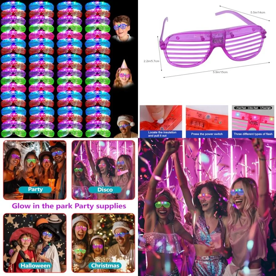 

80 Pack Led Glasses, Light Up Glasses, Glow Glasses Glow In The Dark Party Supplies Suitable For /Adults, Rave neon Flashing Pa
