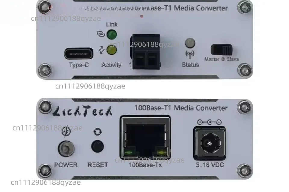 LichTech 100Base-T1/100/1000 Base-T1 Media Converter 100Mbps Automotive Ethernet Converter W/ Status Indicator Light