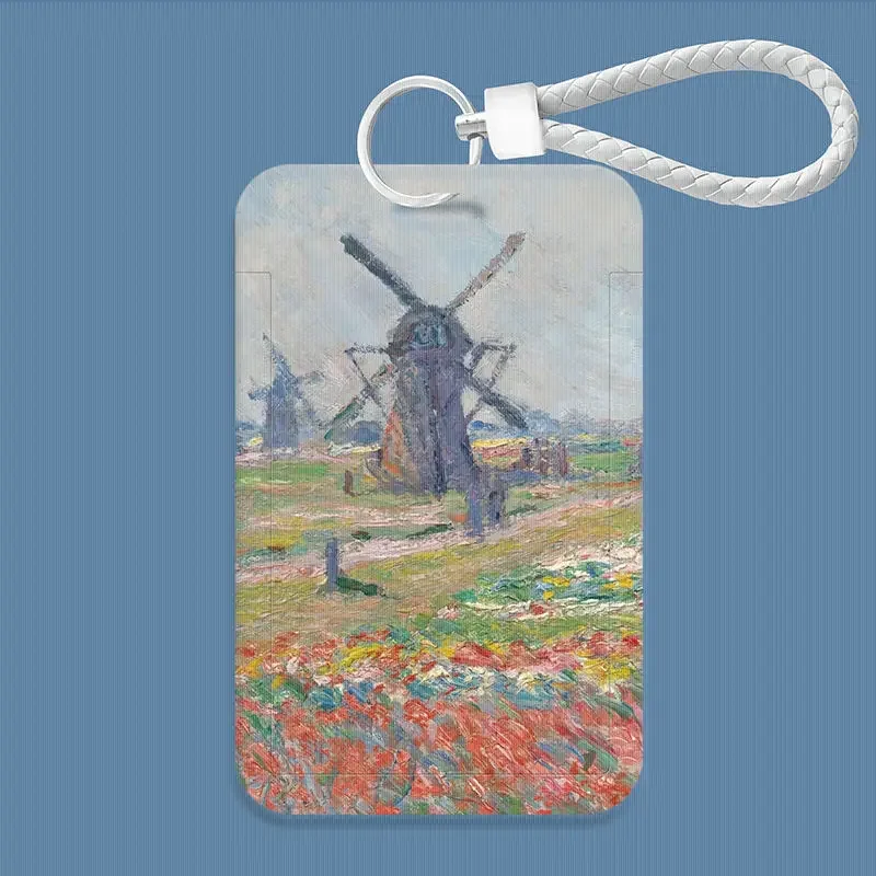 Oil Painting Landscape Print Creative Design Bank Business Work Card Holder Men Credential Holders Bus Card Small Gift Keychain