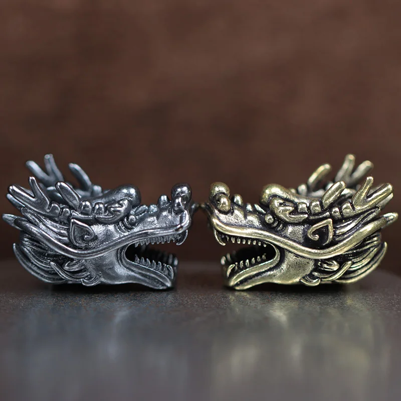 Mythical Beast Dragon Head Brass Knife Bead EDC DIY Paracord Pendant Jewelry Accessories Umbrella Rope Keychain Lanyard Hangings