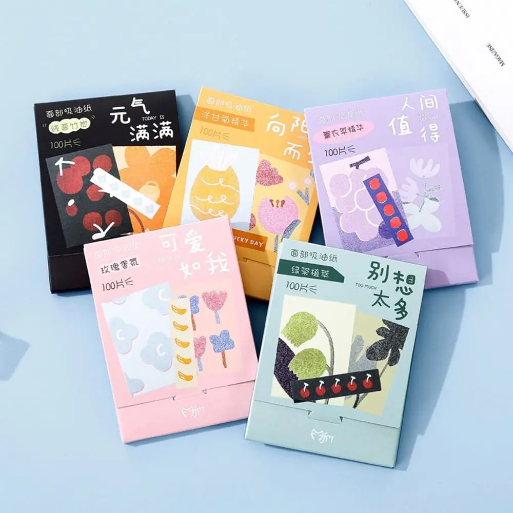 กระดาษซับมันหน้า 100 แผ่น สำหรับดูแลผิว ลดความมันบนใบหน้า กระดาษดูดซับความมัน ควบคุมความมัน ให้ผิวสดชื่น อุปกรณ์เสริมความงาม