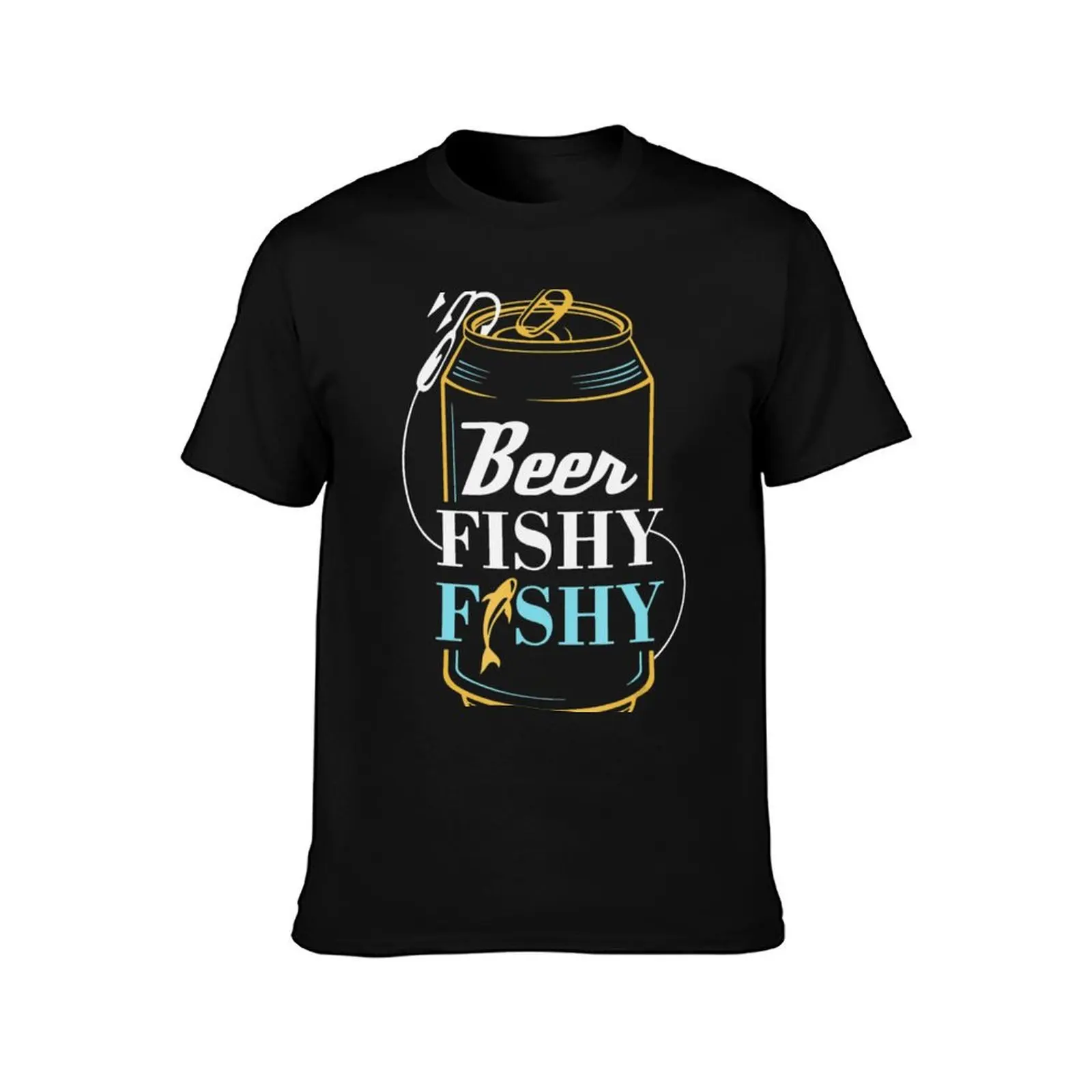 Beer And Fishy And Fish Funny Simple Fishing T-Shirt Casual Loose Fit Short Sleeve T-Shirt