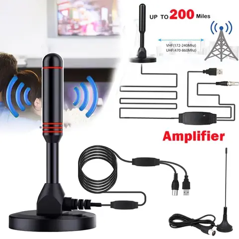 Cyfrowa antena telewizyjna HD Wewnętrzna wzmocniona DAB o wysokim wzmocnieniu 200 mil z wzmacniaczem VHF/UHF Szybka reakcja Zestaw anten zewnętrznych