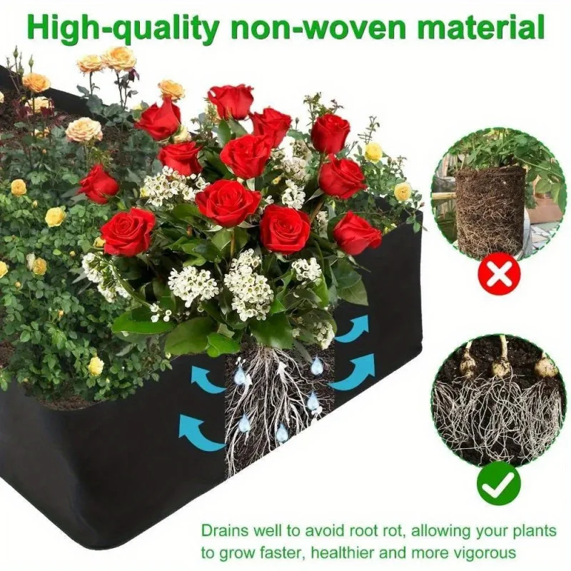 Felt Fabric Raised Garden Bed, 8-Grid Portable Rectangle Grow Bag, Reusable Vegetable Planter Box for Indoor & Outdoor Gardening