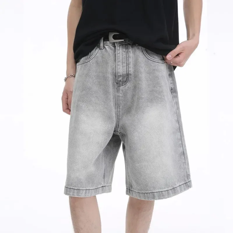 

Men's Casual Denim Shorts Vintage Worn Five-Quarter Length Versatile Comfortable Jeans Shorts for Summer Fashion