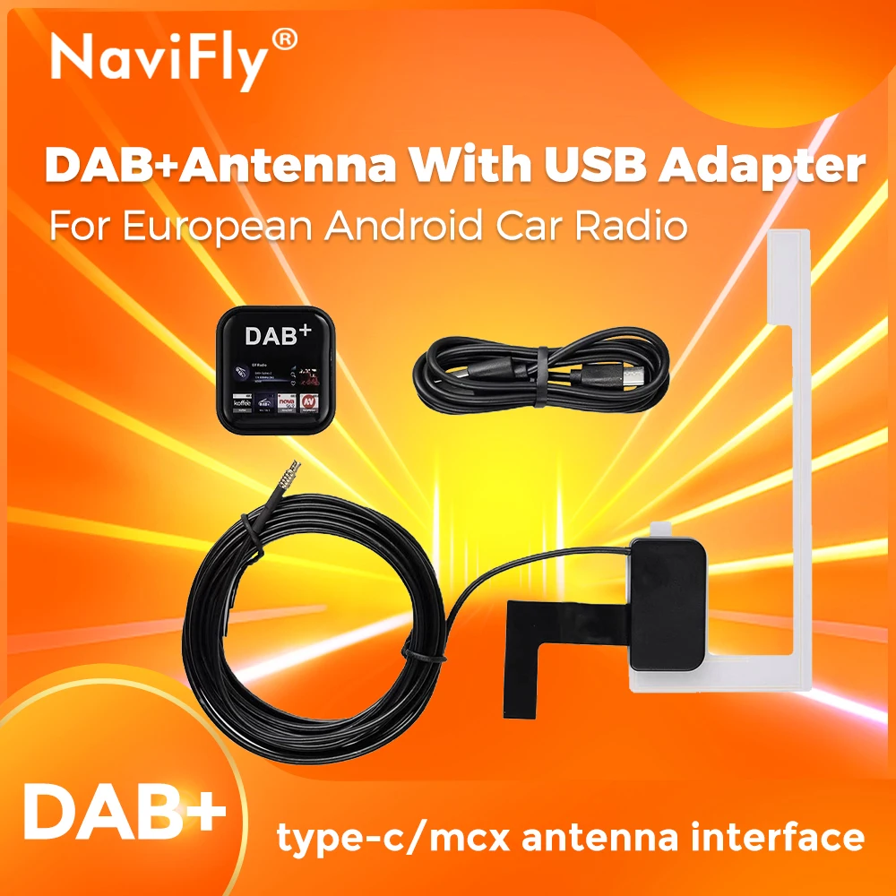 Navify-DAB Dongle DAB+antenna with USB adapter type-c/mcx antenna interface suitable for European Android car radios