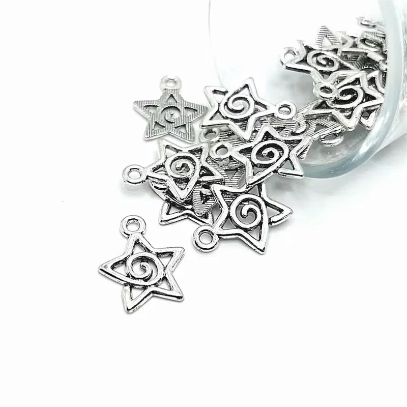 20Pcs 17x20mm Antique Sliver Color Swirl Star Charms Celestial Pendant Designer Charms Fit Jewelry Making DIY Jewelry Findings