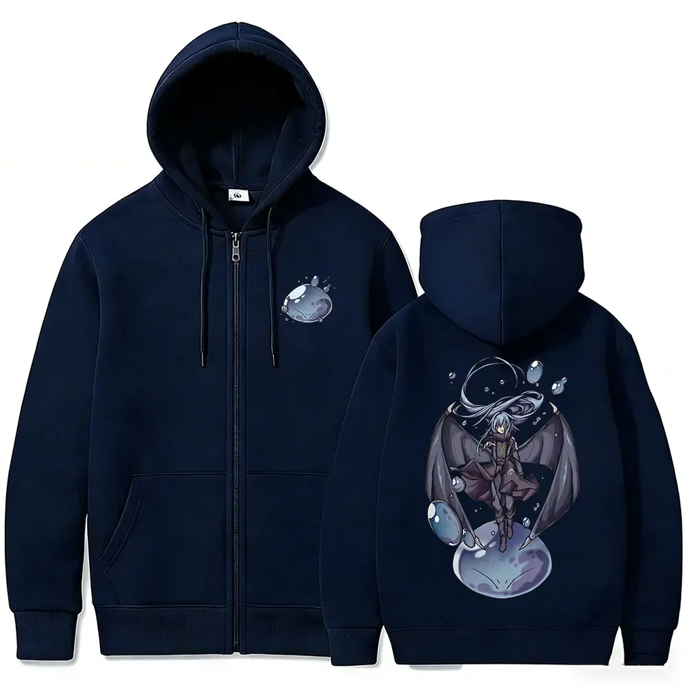 Anime That Time I Got Reincarnated As A Slime Rimuru Tempest Reißverschluss-Hoodie für Männer und Frauen, lässige, übergroße Jacke mit Reißverschluss, Cosplay-Mantel – Detail 4