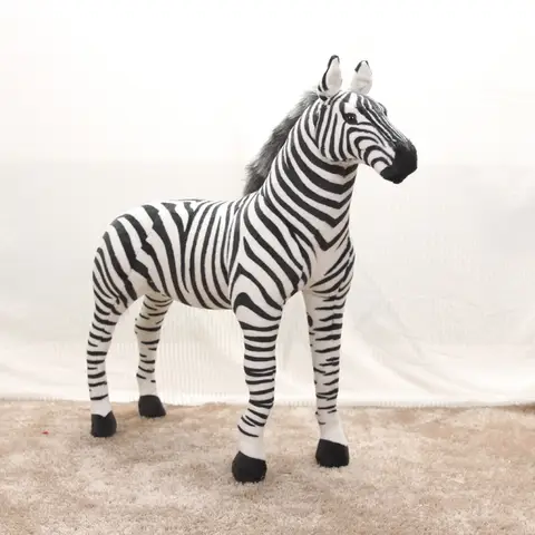Giant Real Life Giraffe Plush Toys Standing Zebra Emulation Stuffed Animals Can Ride Model Doll Children Toys Gift Room Decor