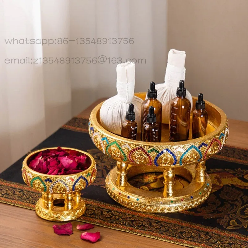 Solid Wood Tall Fruit Plate Retro Home Living Room Tea Table Food Plate Supply  Housewarming New Home Creative Fruit Plate