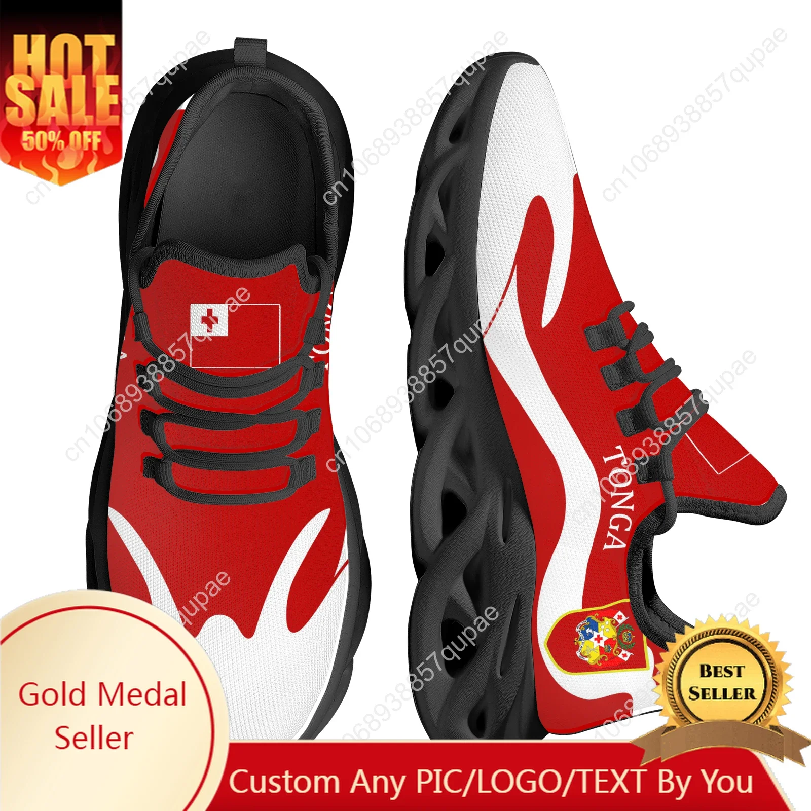 Red Trendy Tonga National Flag High Top Sneakers High Quality Mens Women Teenager Canvas Sneaker Casual Couple Shoes Custom Shoe