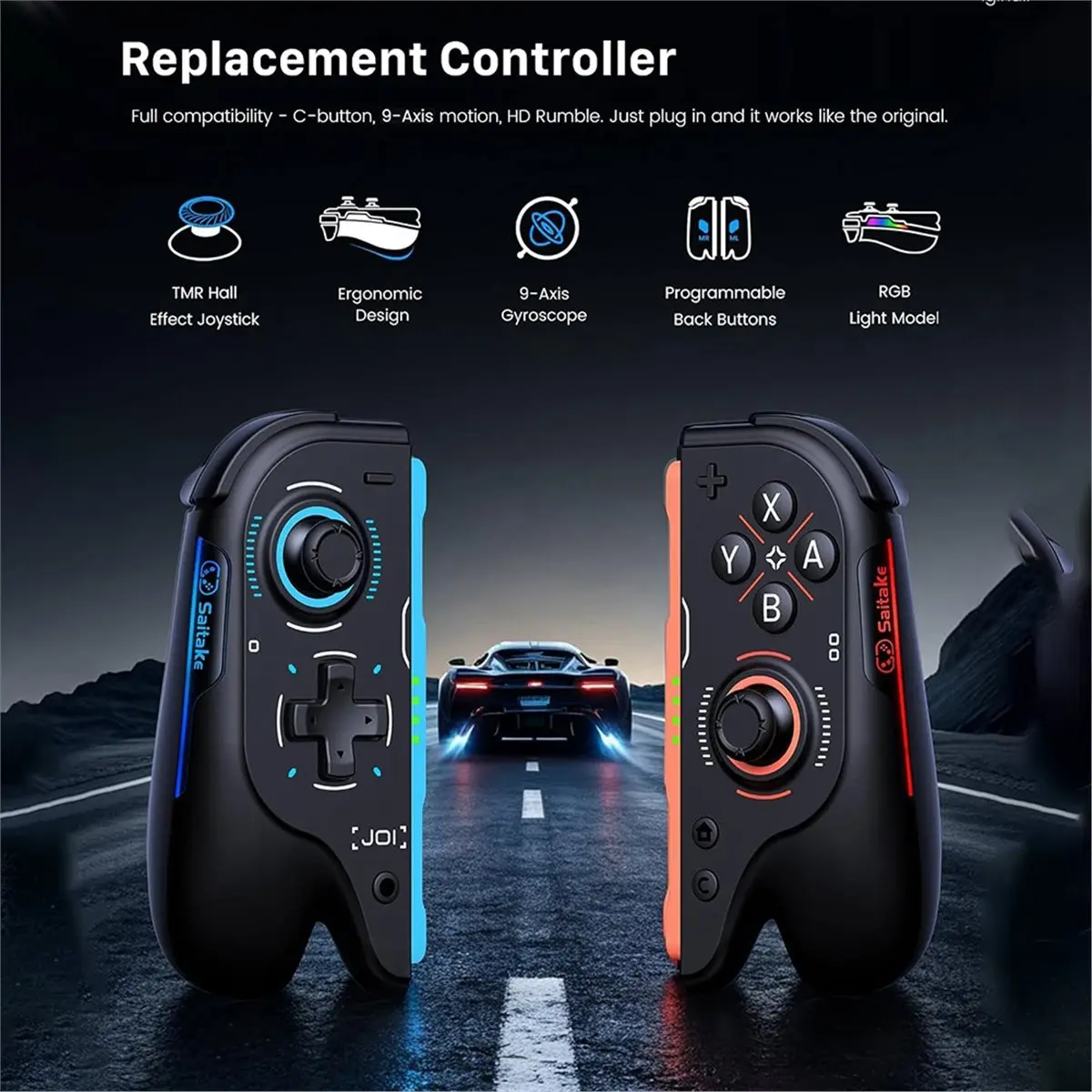 For Switch 2 Game Controller, Wireless Joypad Gamepad for Switch 2,Hall Effect TMR Joystick, 9- Gyro, RGB Lighting