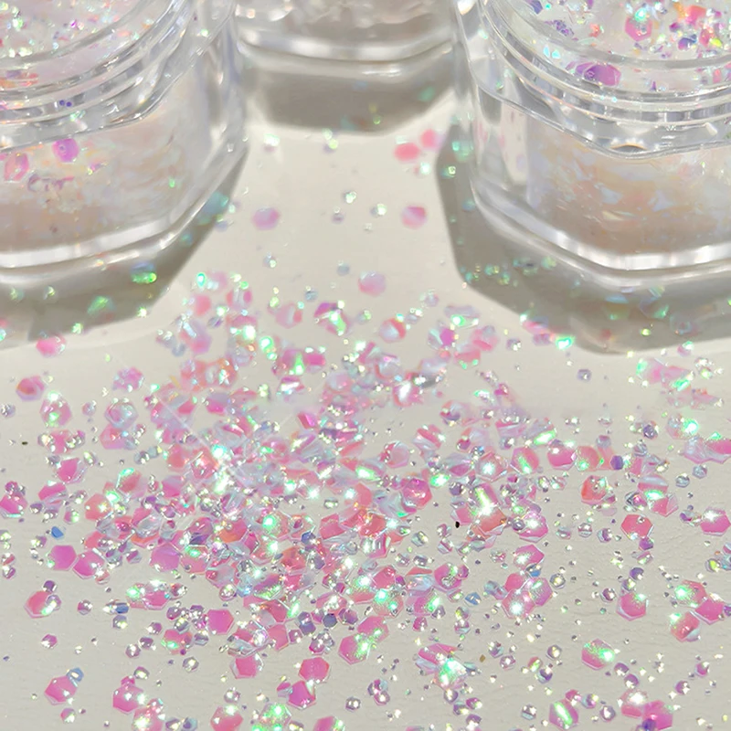 1 barattolo sirena scintilla nail art glitter fiocchi laser ultrasottili paillettes olografiche accessori antipolvere per nail art sciolti irregolari