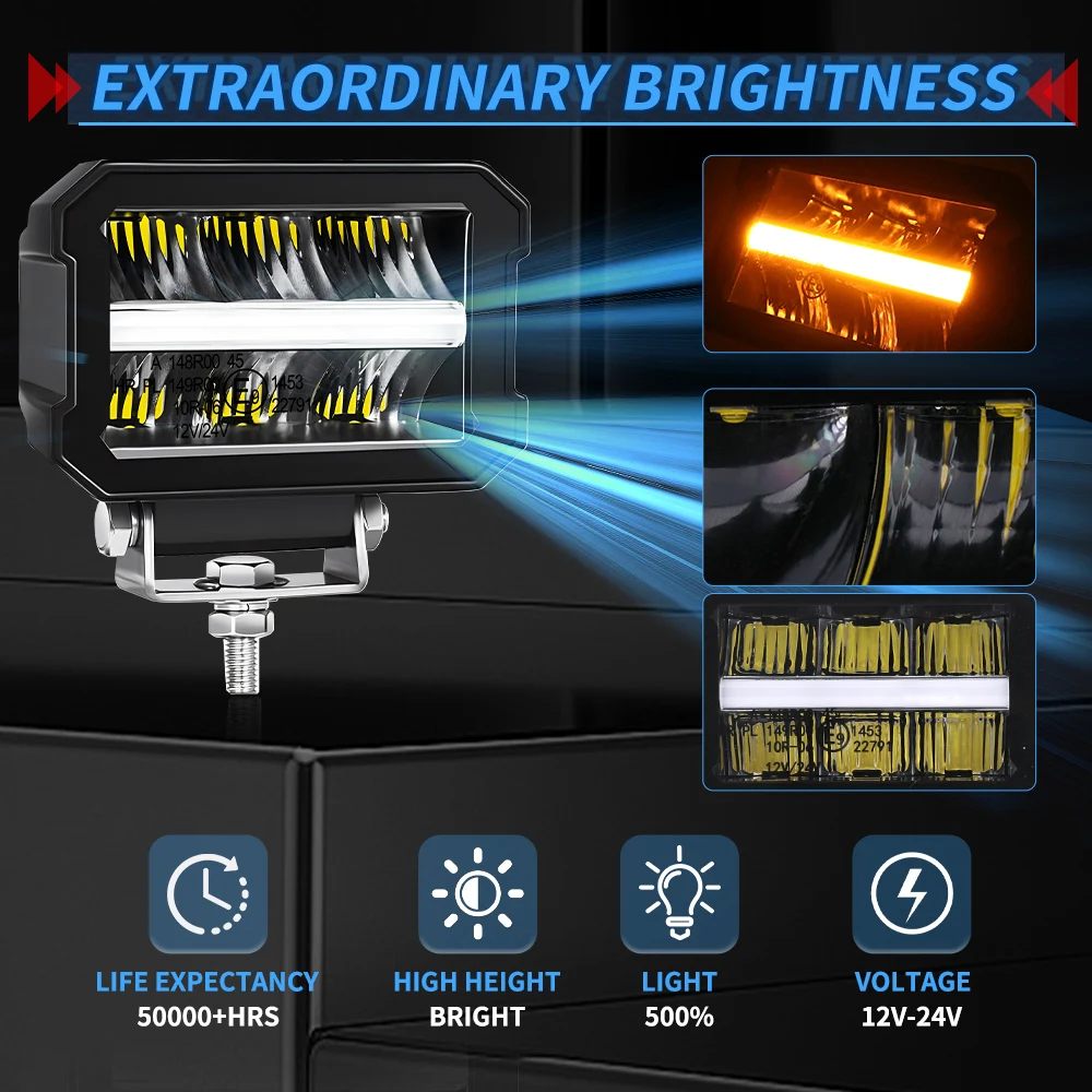 CO LIGHT 2 PCS 5inch led Work Lights LED Driving Fog Lights Headlights 3500K 6500K for 4X4 4WD Off-road ATV UTV Trucks 12V 24V