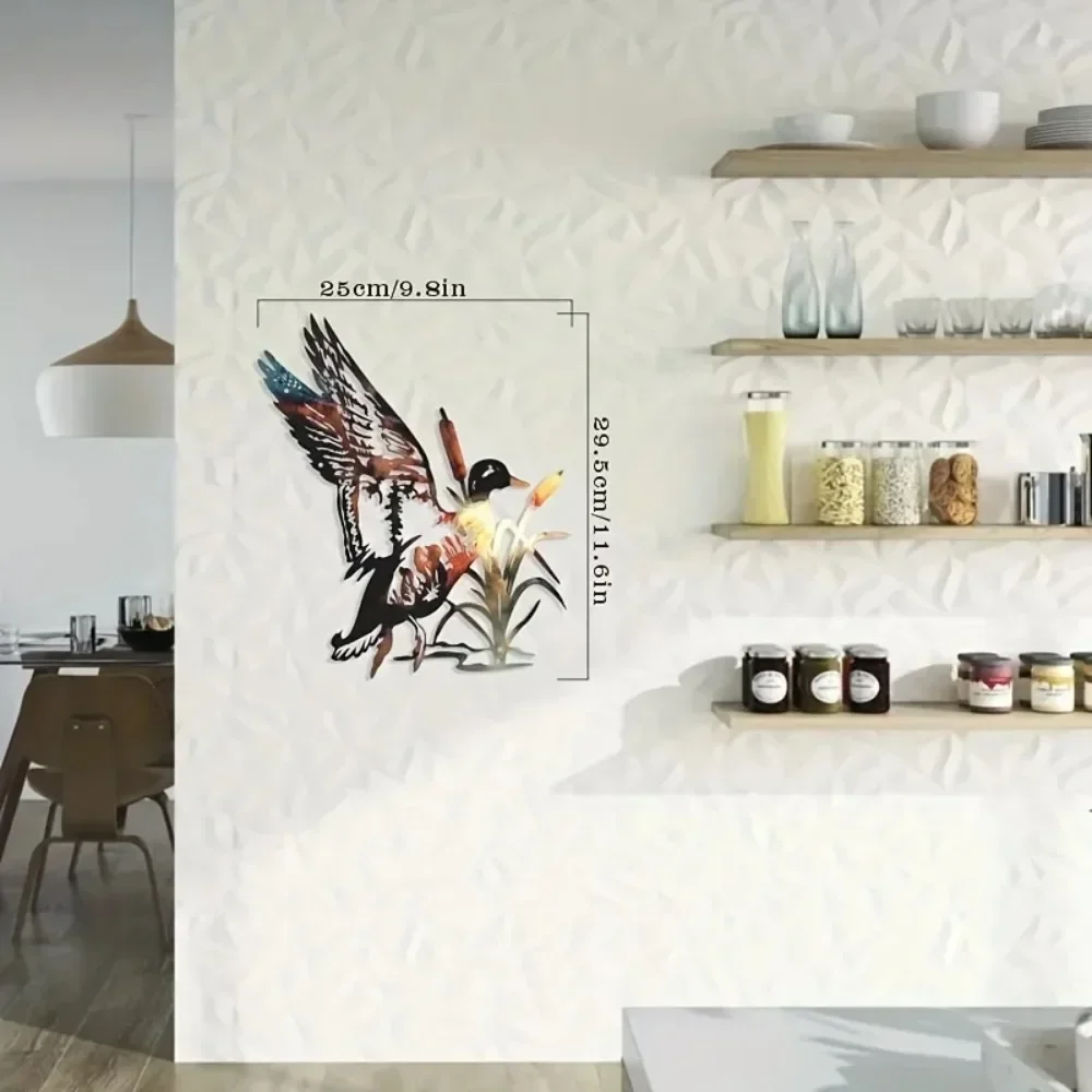 Wild Duck Wrought Iron Wall Art - Rustic Living Room Metal Decor & Hanging