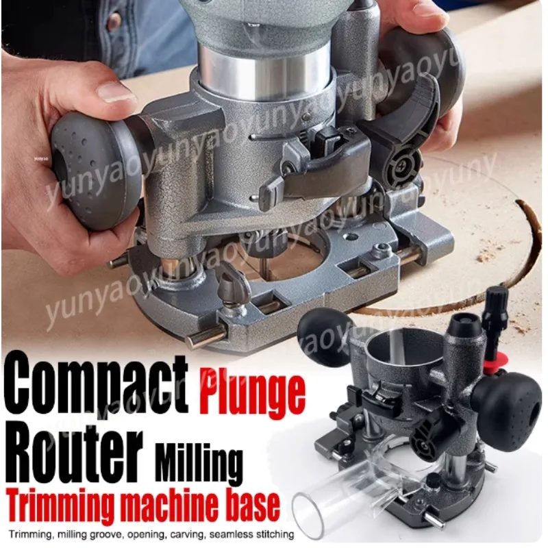 Plunge Router Base with Dual Handles Safety Guard Multi‑Function Woodworking Attachment for Electric Trimmer Router