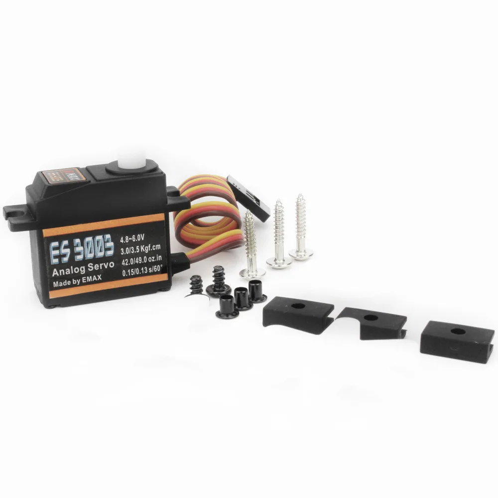 EMAX ES3003 17g 3,5 kg Servo analógico de engranaje de Metal de plástico para RC F3A avión 3D helicópteros de ala fija coches de juguete y robots