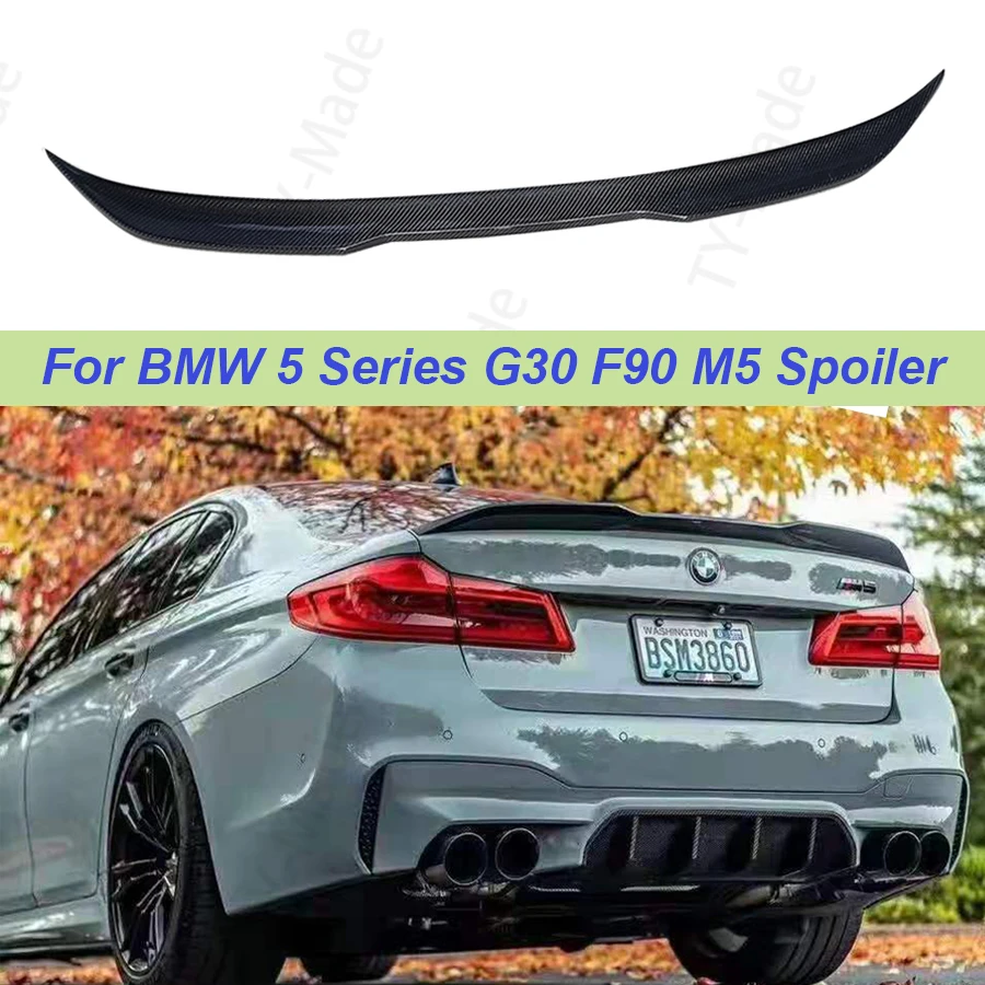 

G30 M5 Carbon Fiber Glossy Black Rear Trunk Spoiler Boot Lip Wing Spoiler For BMW 5 Series G30 F90 M5 2018-2020 Sedan PRO Style