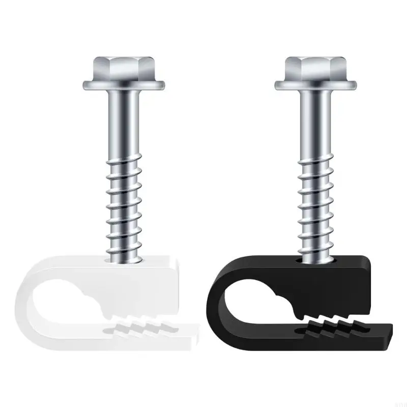 

50 упаковок кабельных зажимов из нержавеющей стали, белые кабельные зажимы со вставленными винтами, надежная прокладка проводов